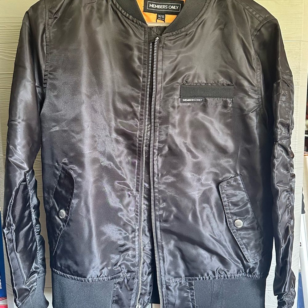 Members Only Black Bomber Jacket with Ribbed Details